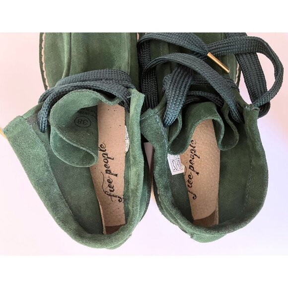 Free People Ashton Suede Moccasin Ankle Boots Green Size 38 - Picture 7 of 9